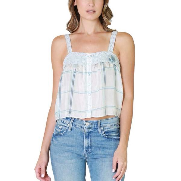 Vintage Loveshackfancy Panthea Tank In A Pink Plaid Print.